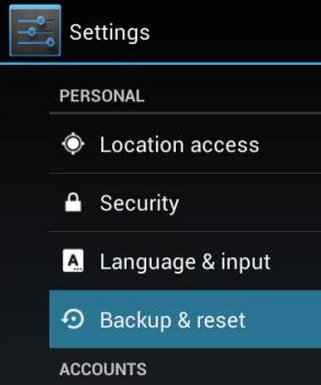 factory reset android phone