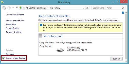 enable file history windows 8.1