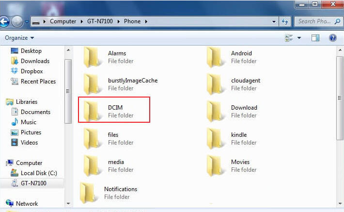 find photos in dcim folder