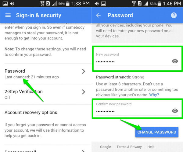 change gmail password