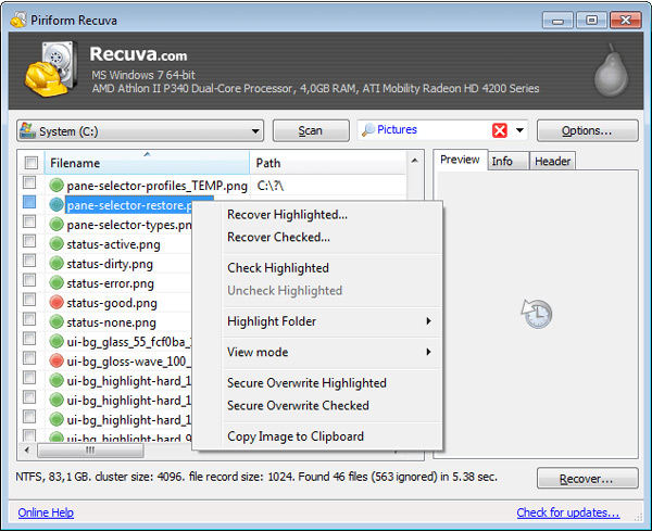 how to use recuva to restore android memory card
