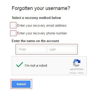 select recovery method gmail
