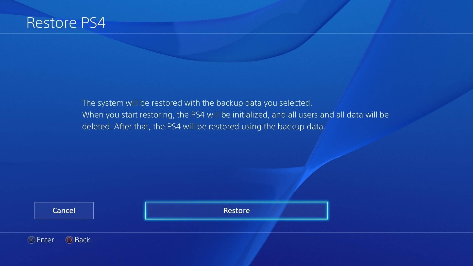 restore ps4 from backup