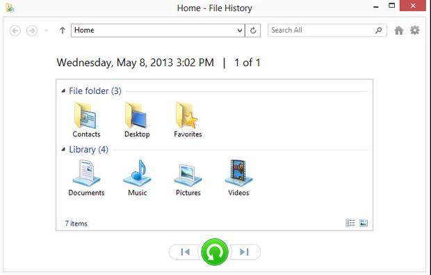 restore data file history